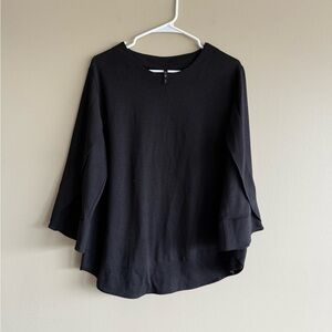 Black 3/4 Swirl Chiffon Trim Sleeve Top XXL
